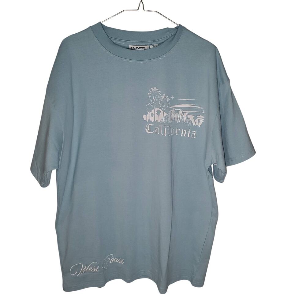 Jaqwin T-shirt California West Coast Graphic Embroidered Blue L Streetwear Y2K